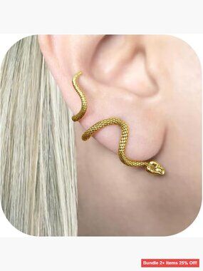 Gold Snake Stud Earrings Gothic Jewelry Halloween Costume Accessory